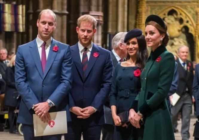 Meghan Markle, príncipe Harry,  Kate Middleton, príncipe William