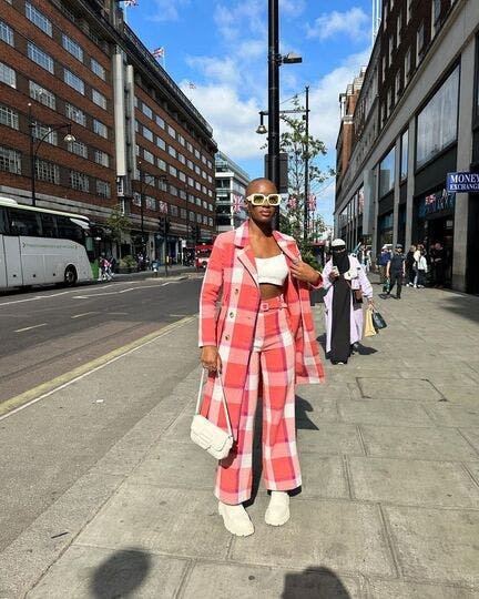 lady person city pedestrian standing street urban clothing coat handbag