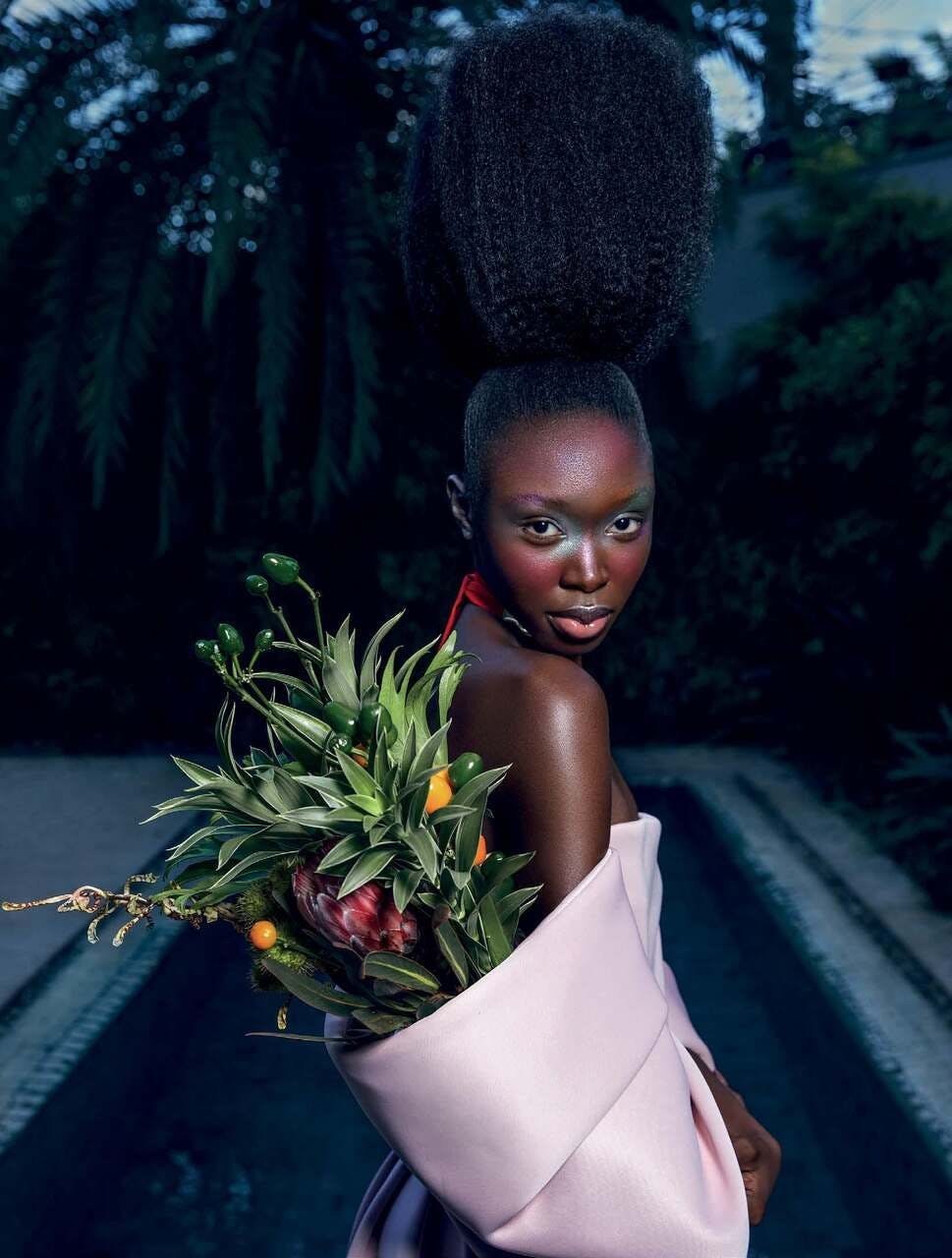 black hair hair person face head food fruit pineapple plant produce