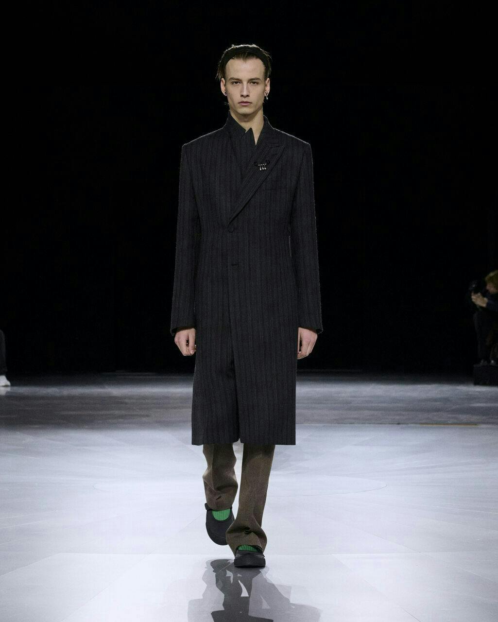 clothing coat fashion long sleeve sleeve overcoat person standing footwear shoe