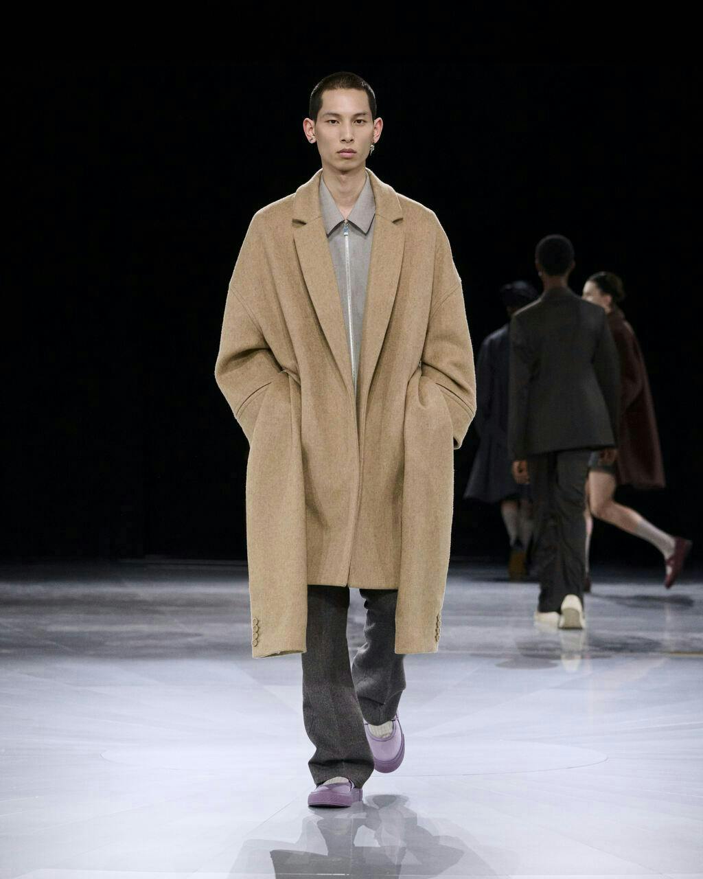 clothing coat fashion overcoat adult male man person long sleeve sleeve