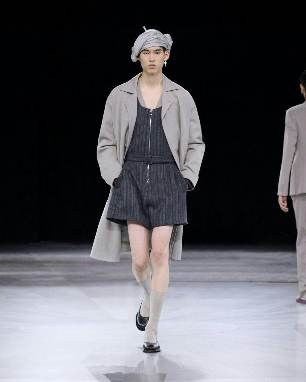 fashion clothing coat adult male man person long sleeve skirt shoe