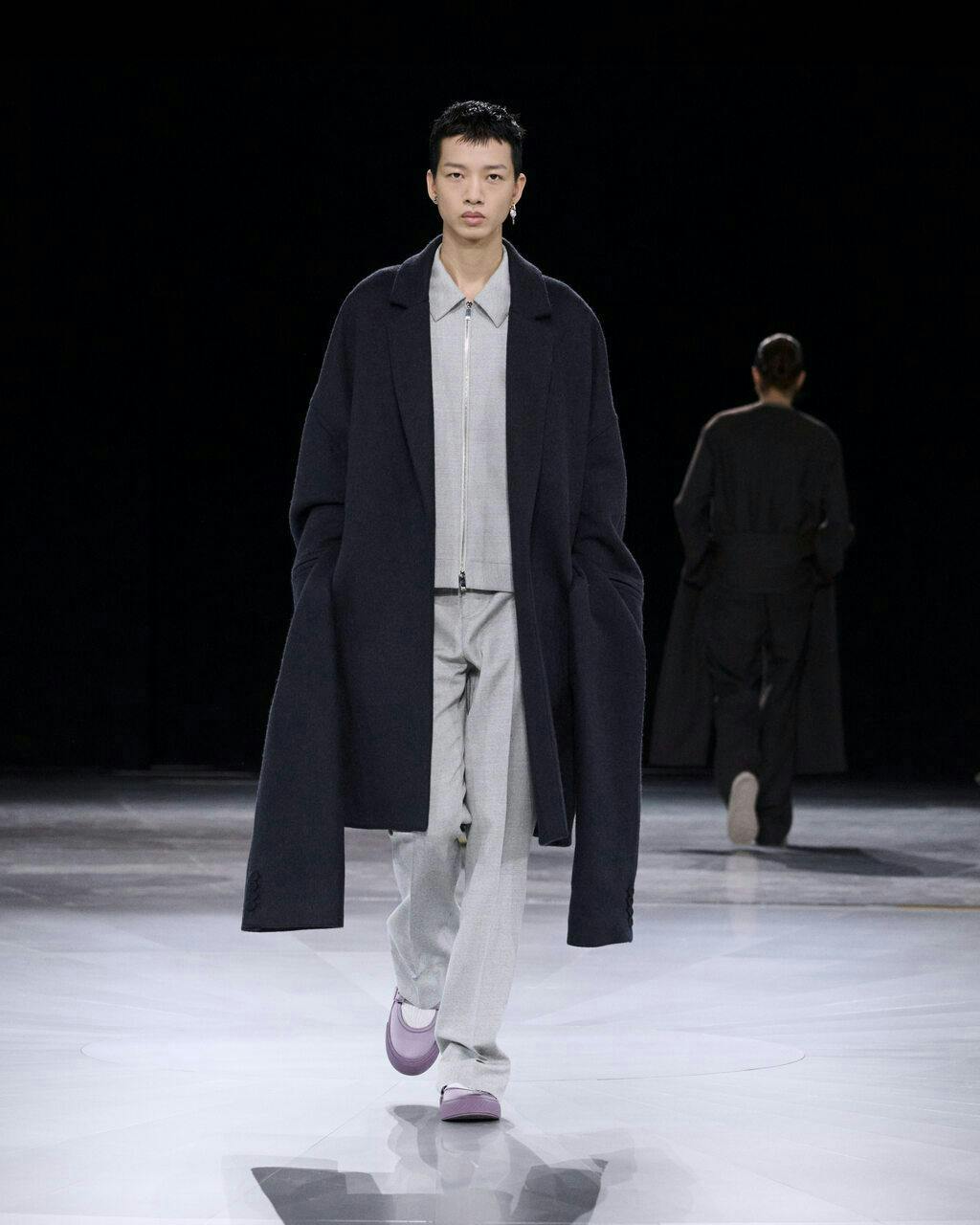 clothing coat fashion adult male man person overcoat long sleeve shoe