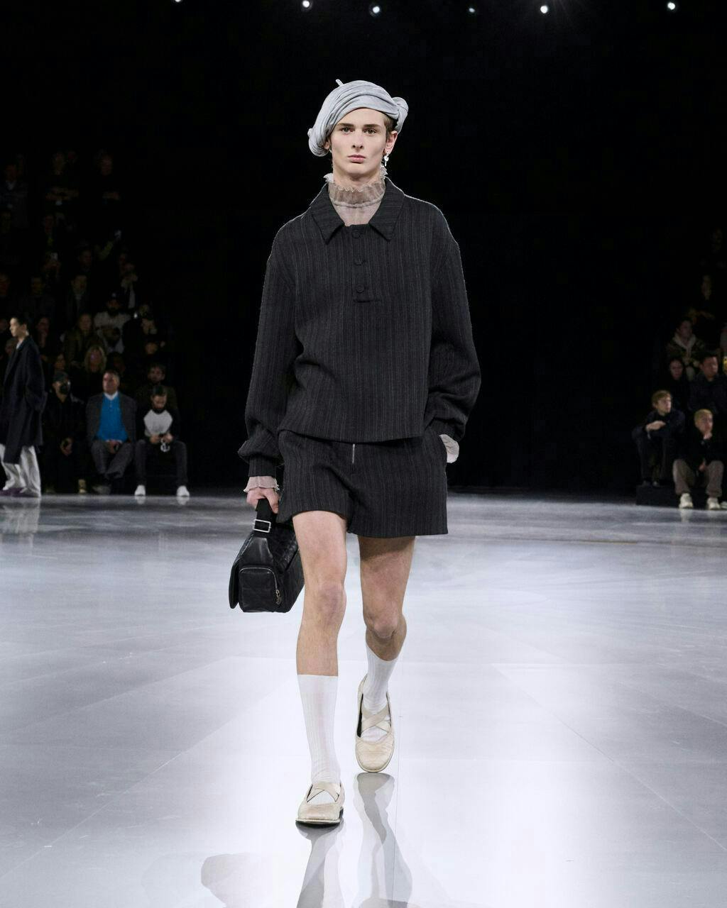 fashion coat adult male man person skirt lady face handbag