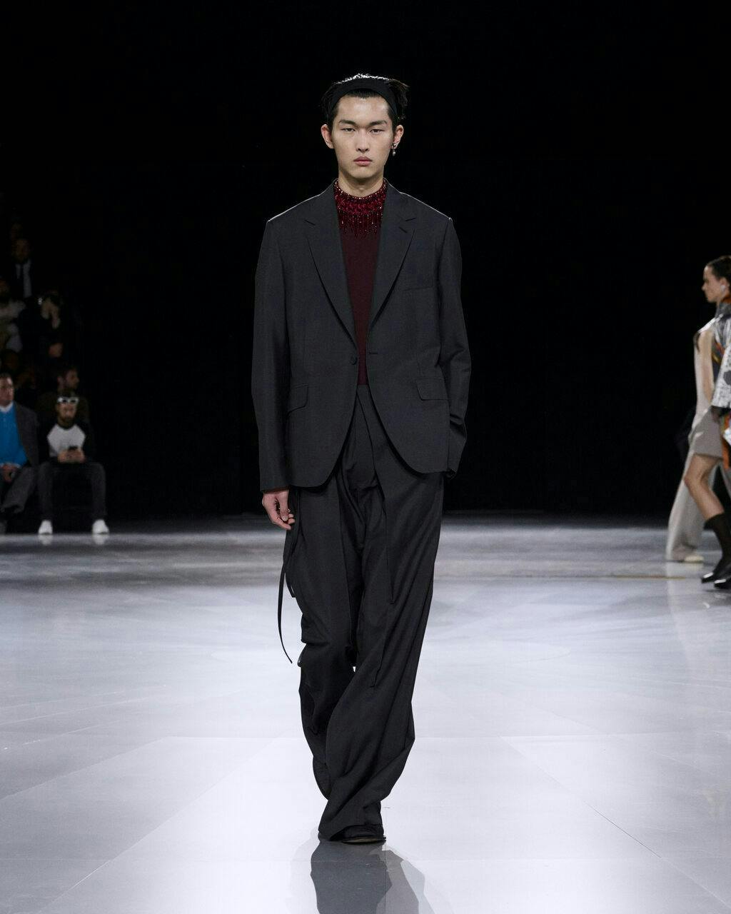 fashion formal wear suit adult male man person shoe coat runway