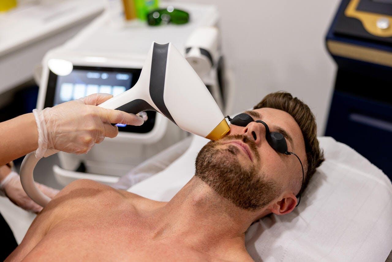 adult male man person blow dryer device electrical device ultrasound face head