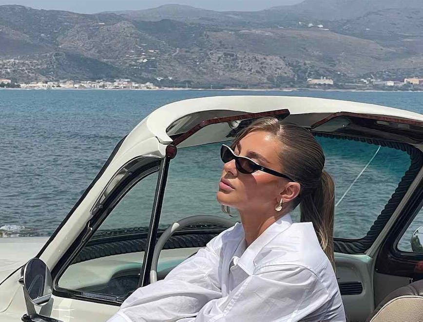 sunglasses face head person portrait adult female woman vacation beachwear