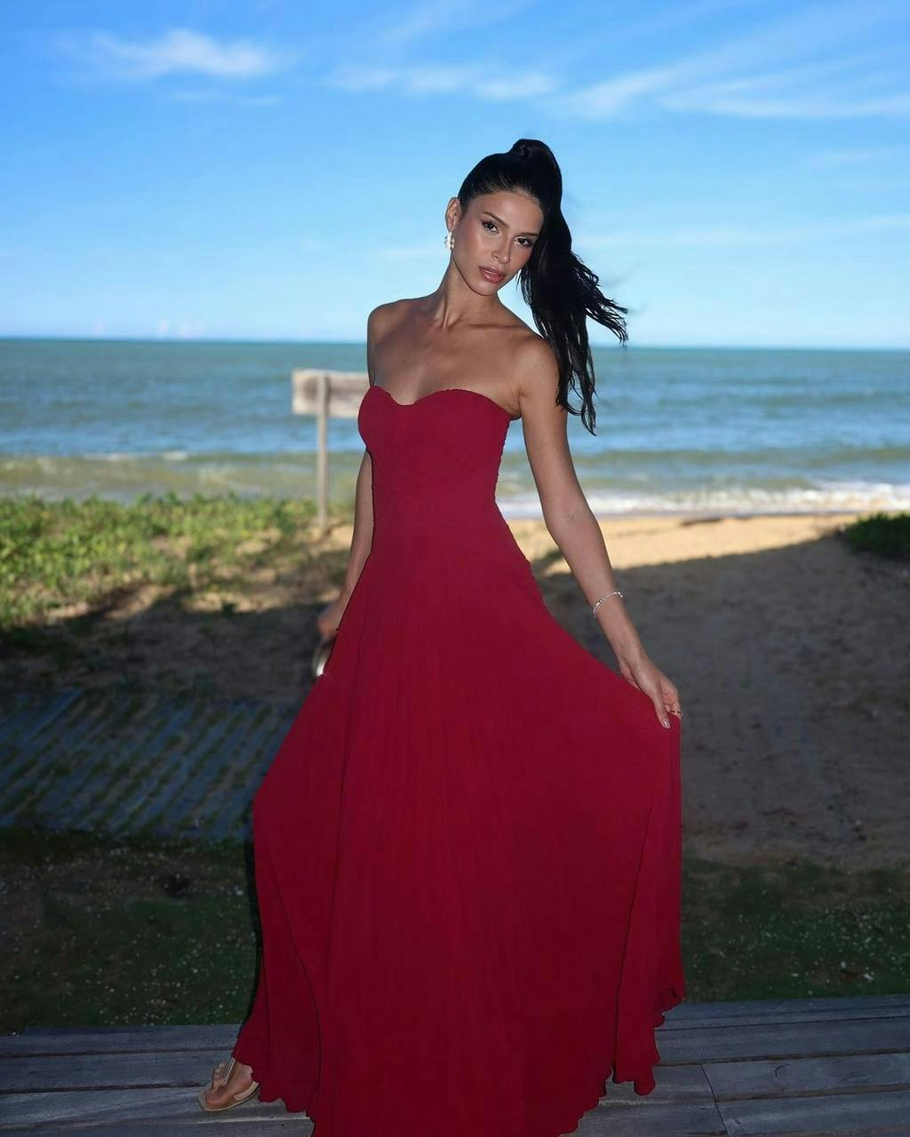 dress formal wear evening dress adult female person woman beachwear bracelet gown