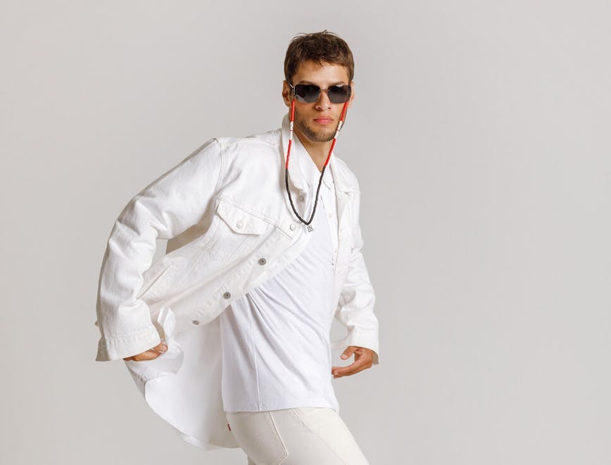 coat lab coat adult male man person long sleeve shirt shoe sneaker