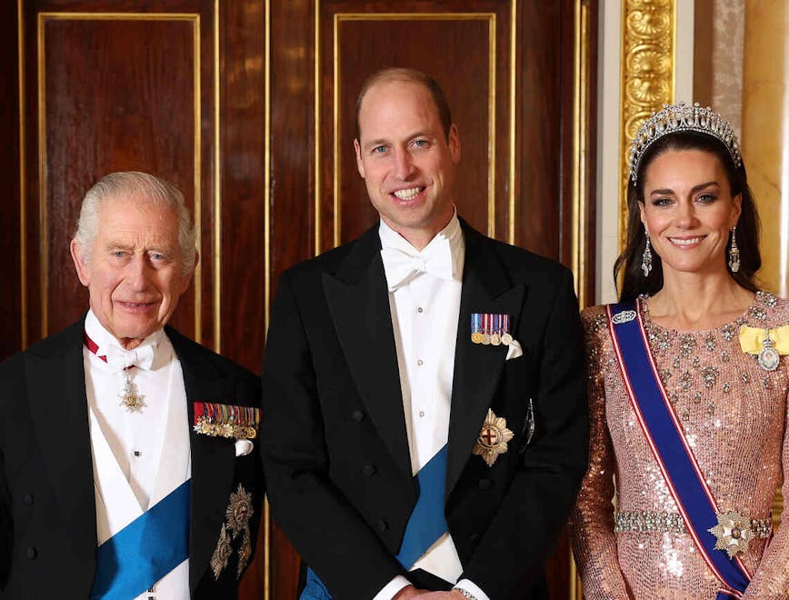 Rei Charles III, príncipe William e Kate Middleton (Foto: Getty Images)