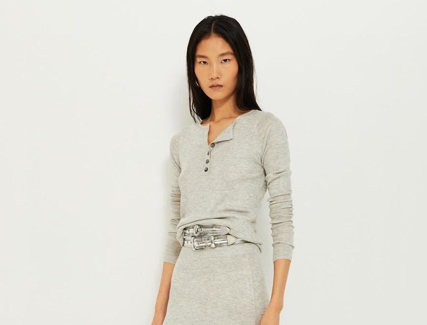 long sleeve sleeve dress adult female person woman skirt linen sweater