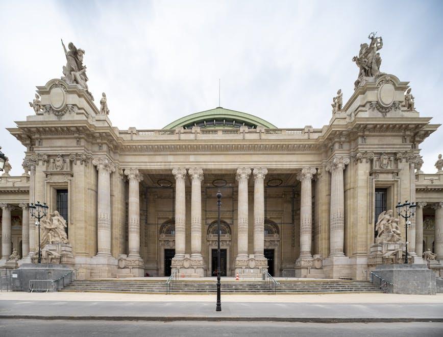 architecture building city house housing portico person